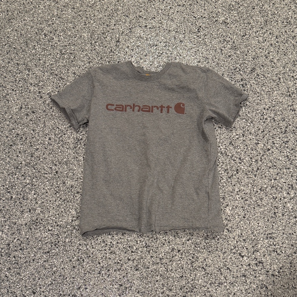 Carhartt Heather Gray Tee with Brown Logo